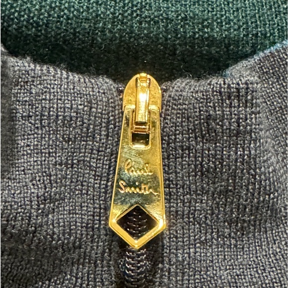 Paul Smith merino wool sweater 3/4 half zip navy blue size xl - Picture 7 of 8